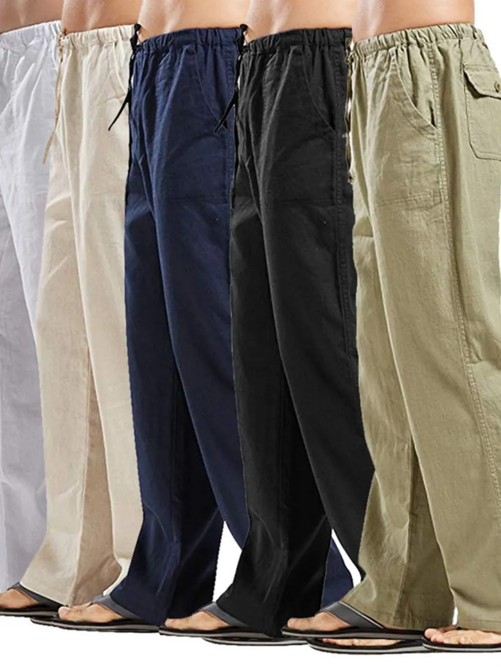 Men's Full Size Drawsting Straight Leg Pants Plus Size, image 2