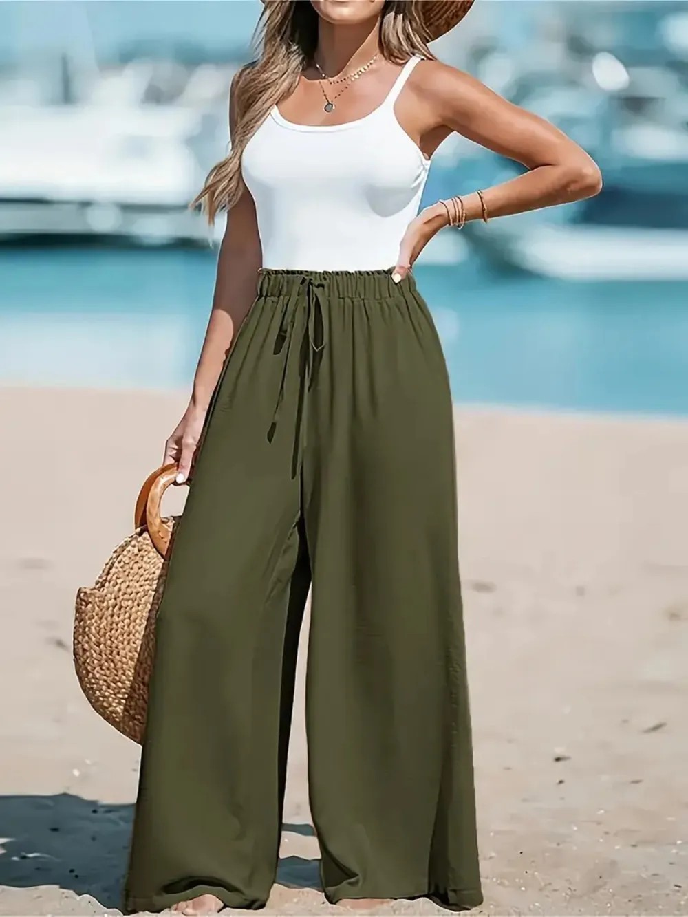 Drawsrting Wide leg Pants, image 2