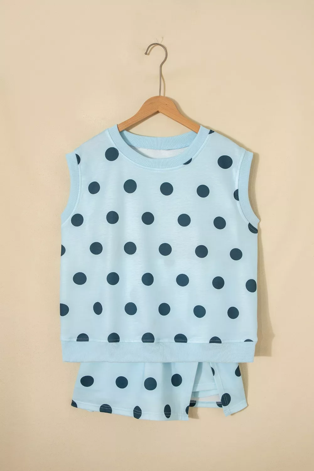 Polka Dot Sleeveless Top and Skort Casual Two-Piece Set, image 3