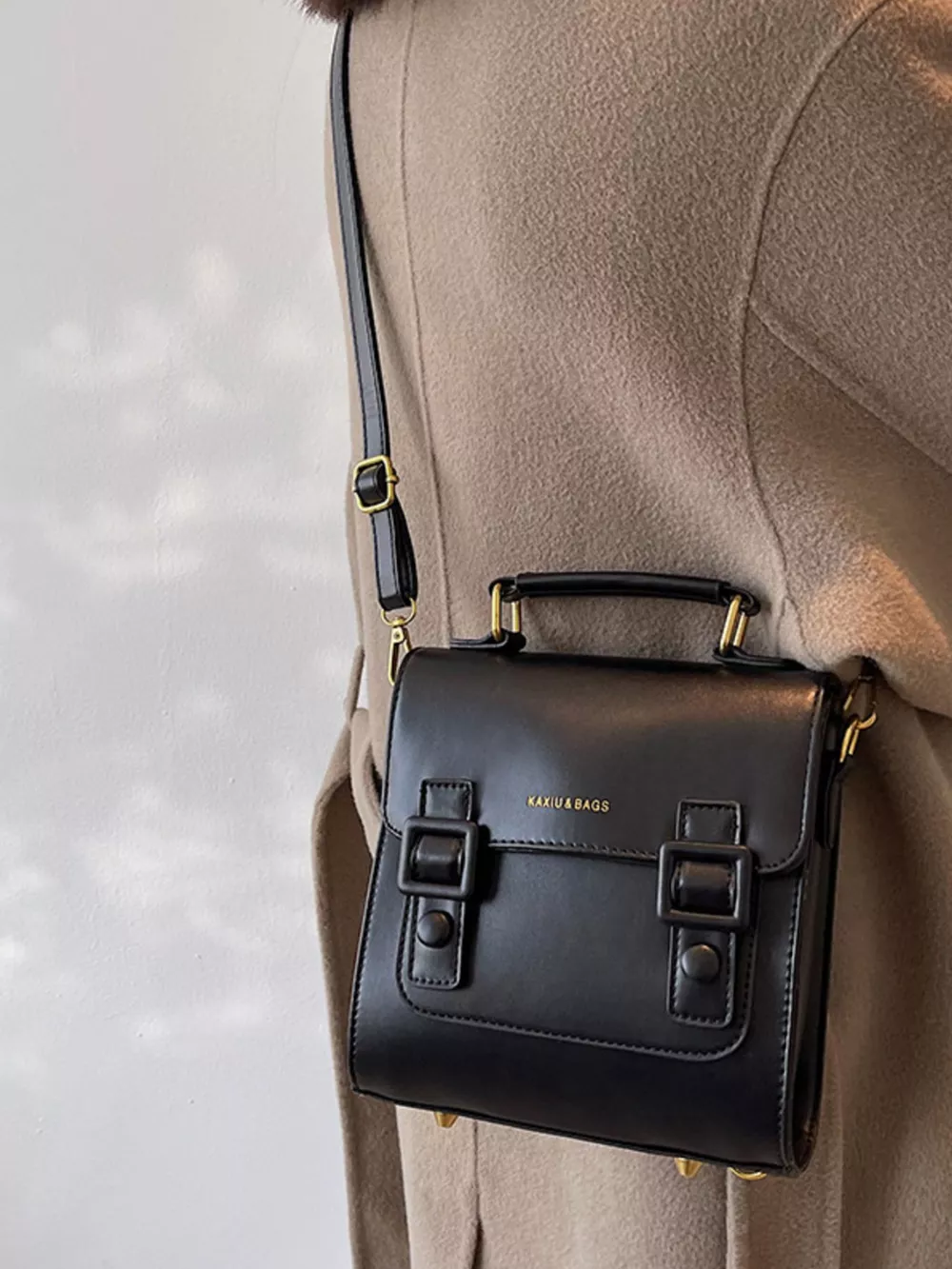 Double Buckle Square Backpack Bag, image 3