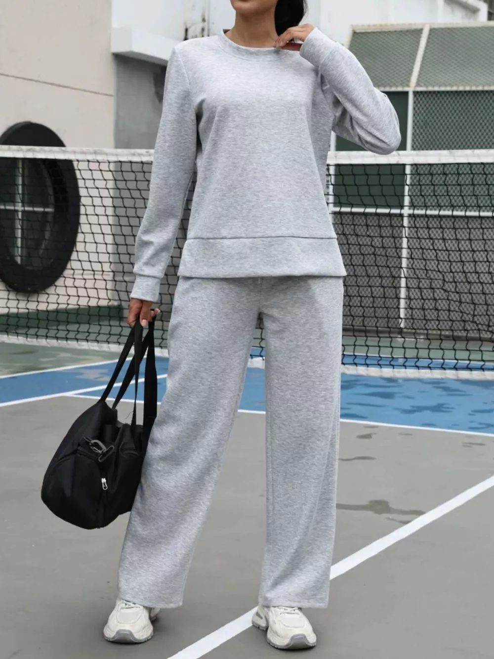Round Neck Sweatshirt and Pants Set, image 4