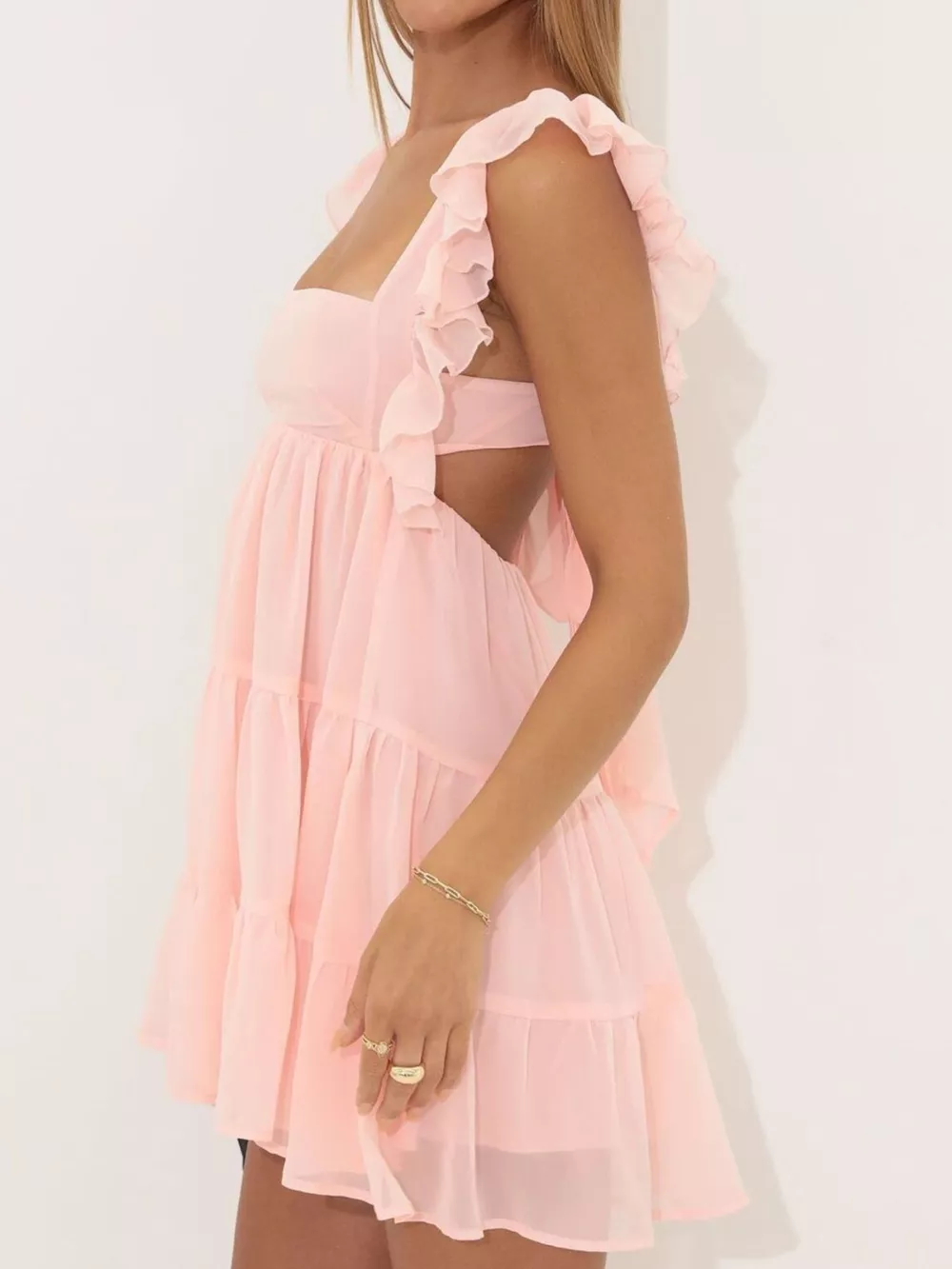 Ruffled Square Neck Tiered Dress, image 3
