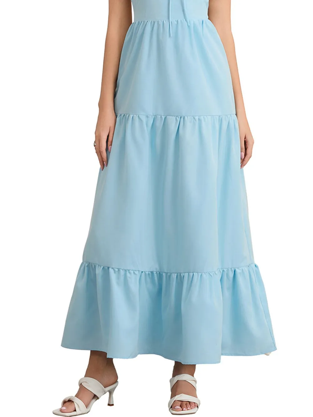 Tiered Lace Up Spaghetti Straps Maxi Dress, image 29