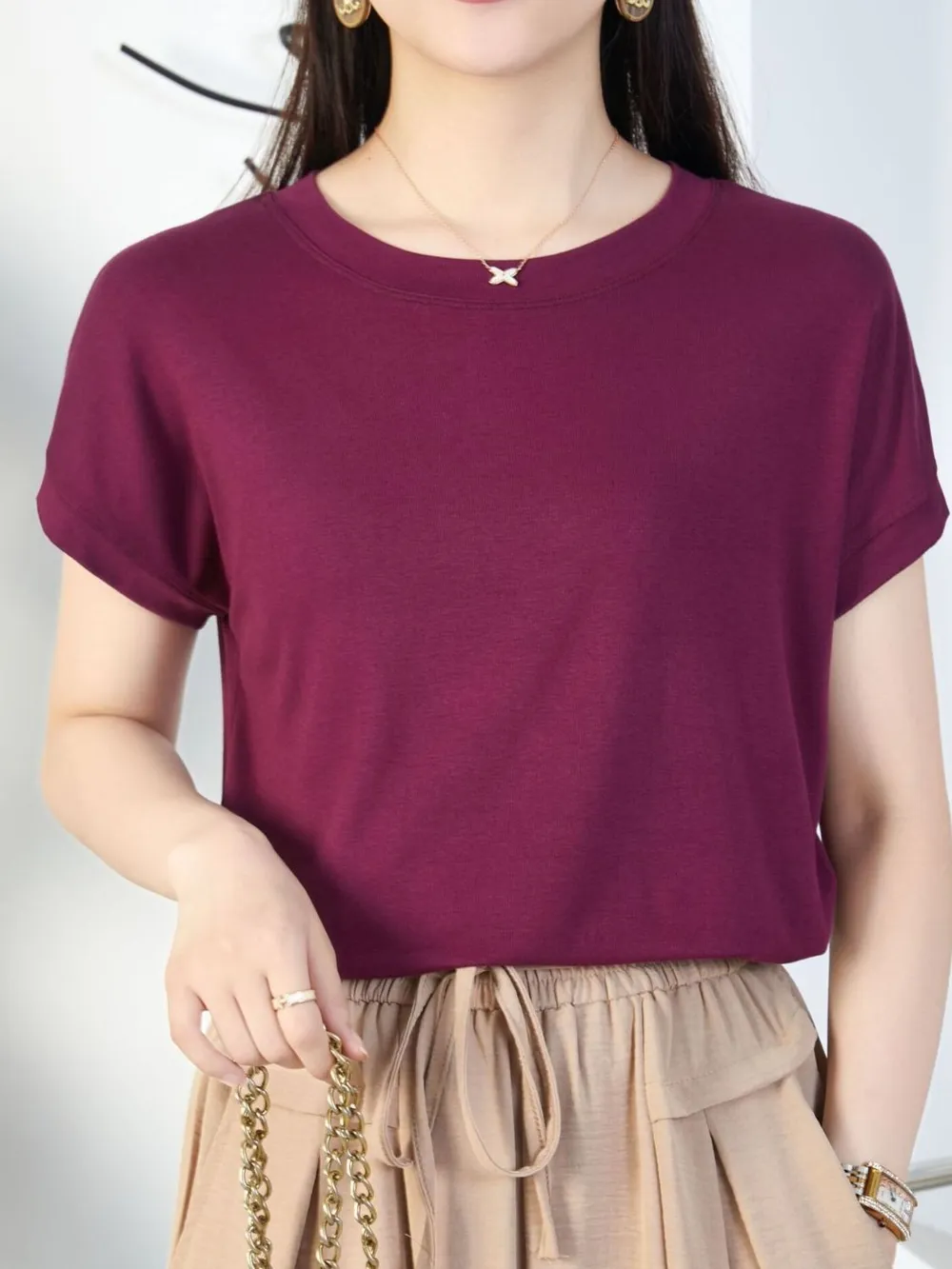 Plus Size Round Neck Short Sleeve T-Shirt, image 15