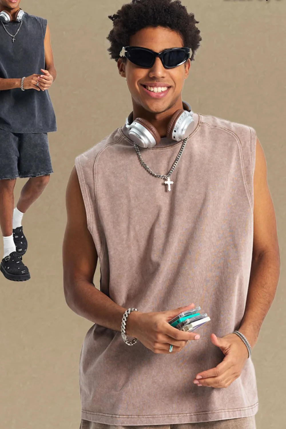 Men's Round Neck Solid Color Tank, image 4