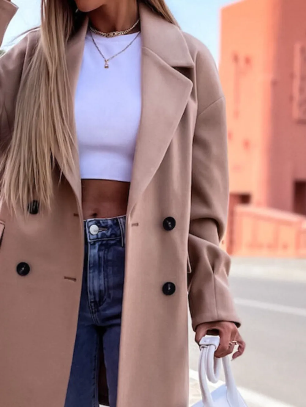 Full Size Double-Breasted Wool Coat Plus Size, image 11