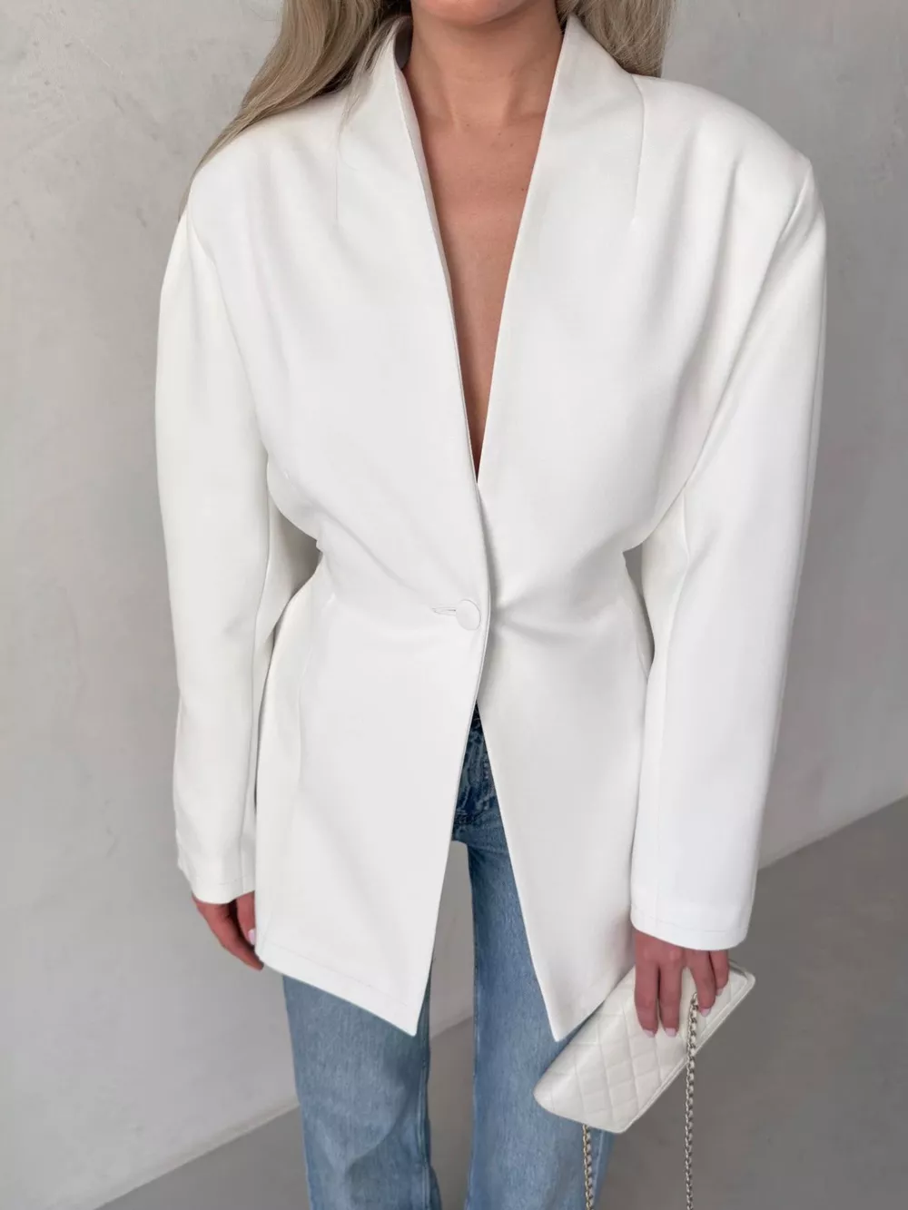 One Button Long Sleeve Blazer, image 2