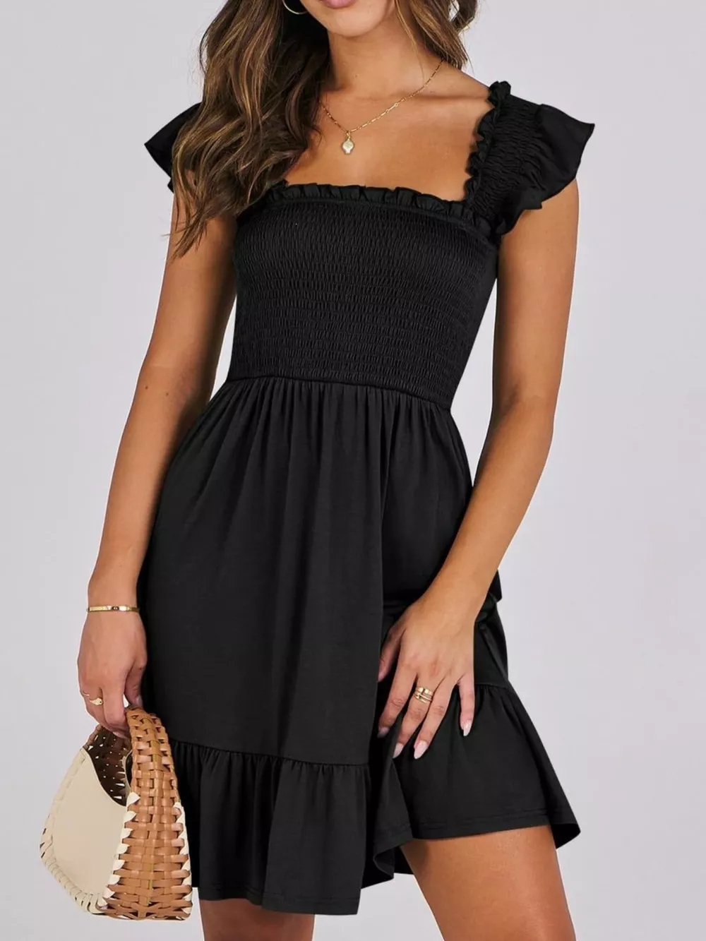 Smocked Ruffle Hem Mini Dress, image 7