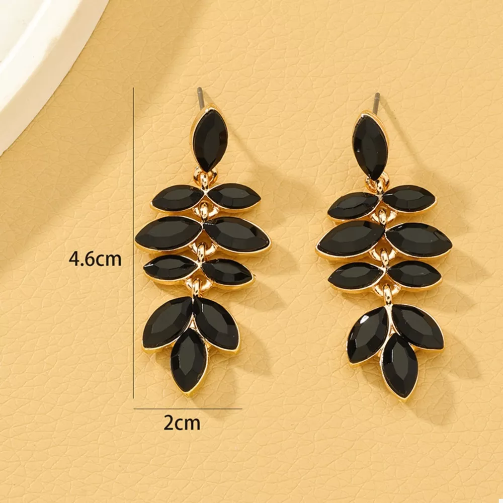 18K Gold-Plated Alloy Resin Leaf Drop Earrings, image 4