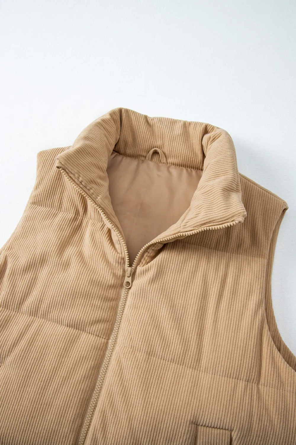 Pocketed Zip Up Turtleneck Vest Coat, image 3
