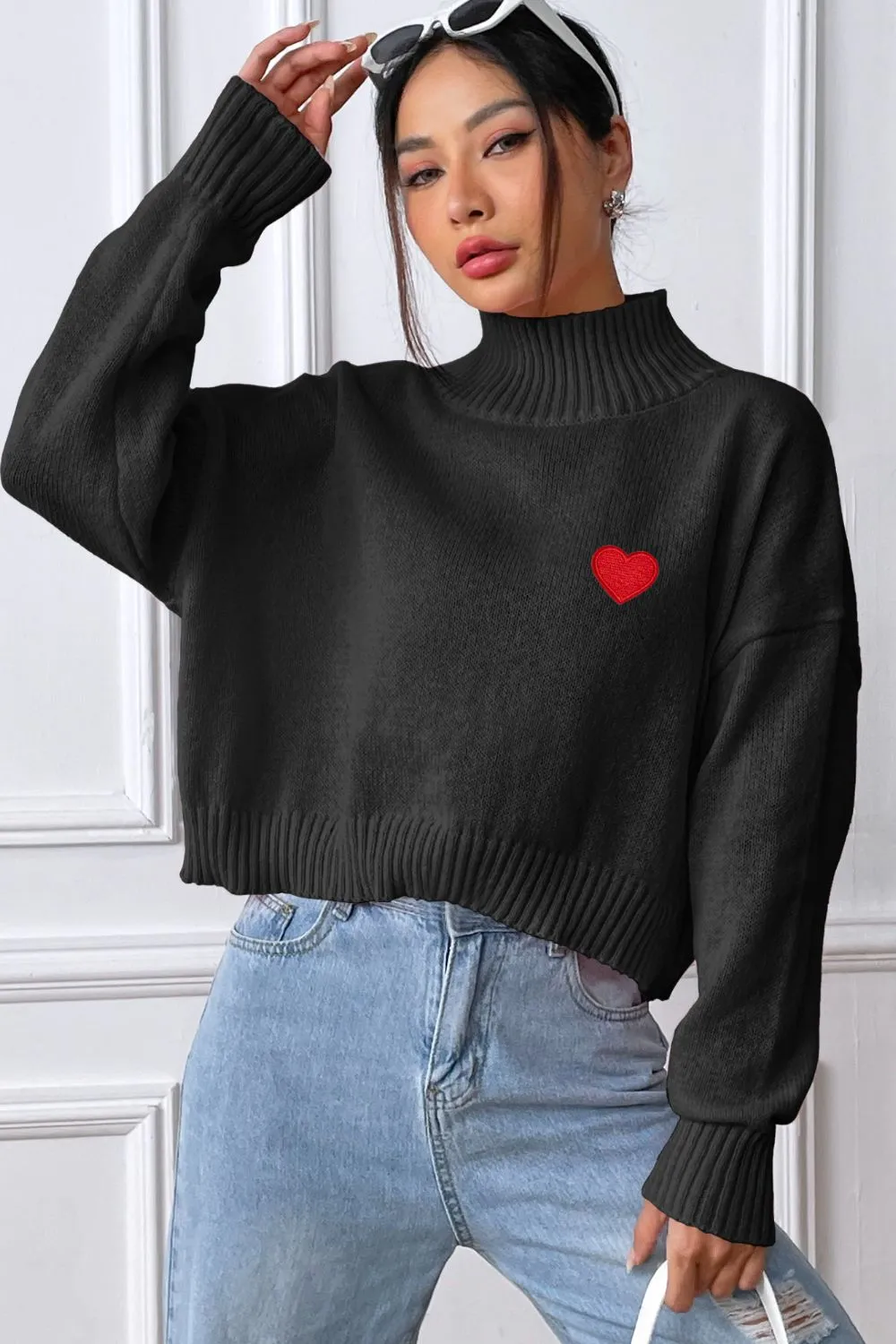 Heart Turtleneck Long Sleeve Sweater, image 11