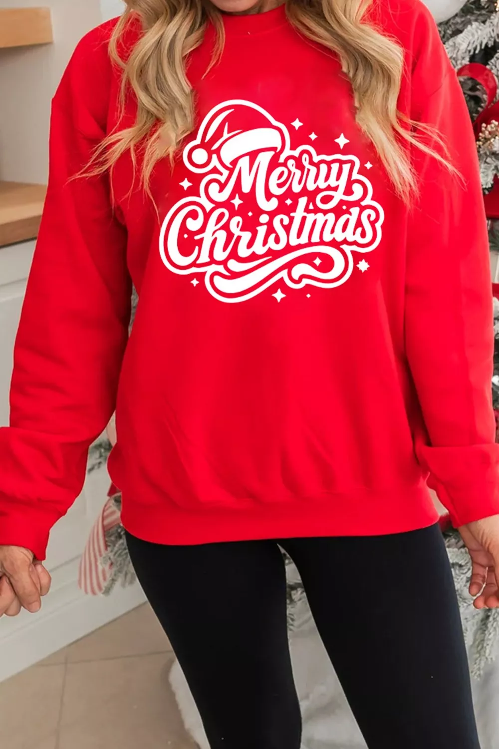 Merry Christmas Graphic Drop Shoulder Sweatshirt, image 2