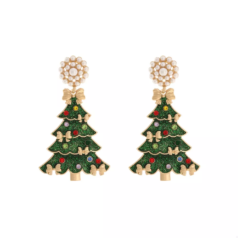 Christmas Tree Bow Earrings, image 2