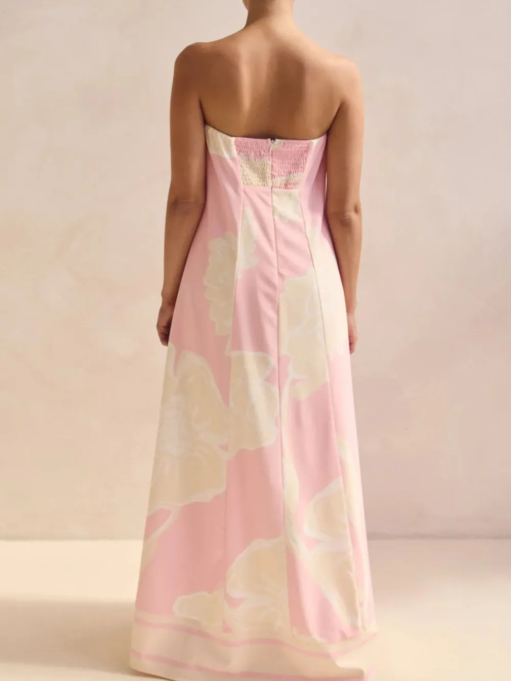 Smocked Printed Tube Maxi Dress, image 4