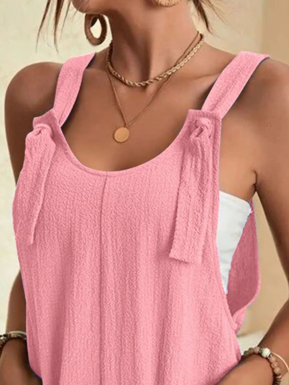 Full Size Knot Strap Romper with Pockets Plus Size, image 4