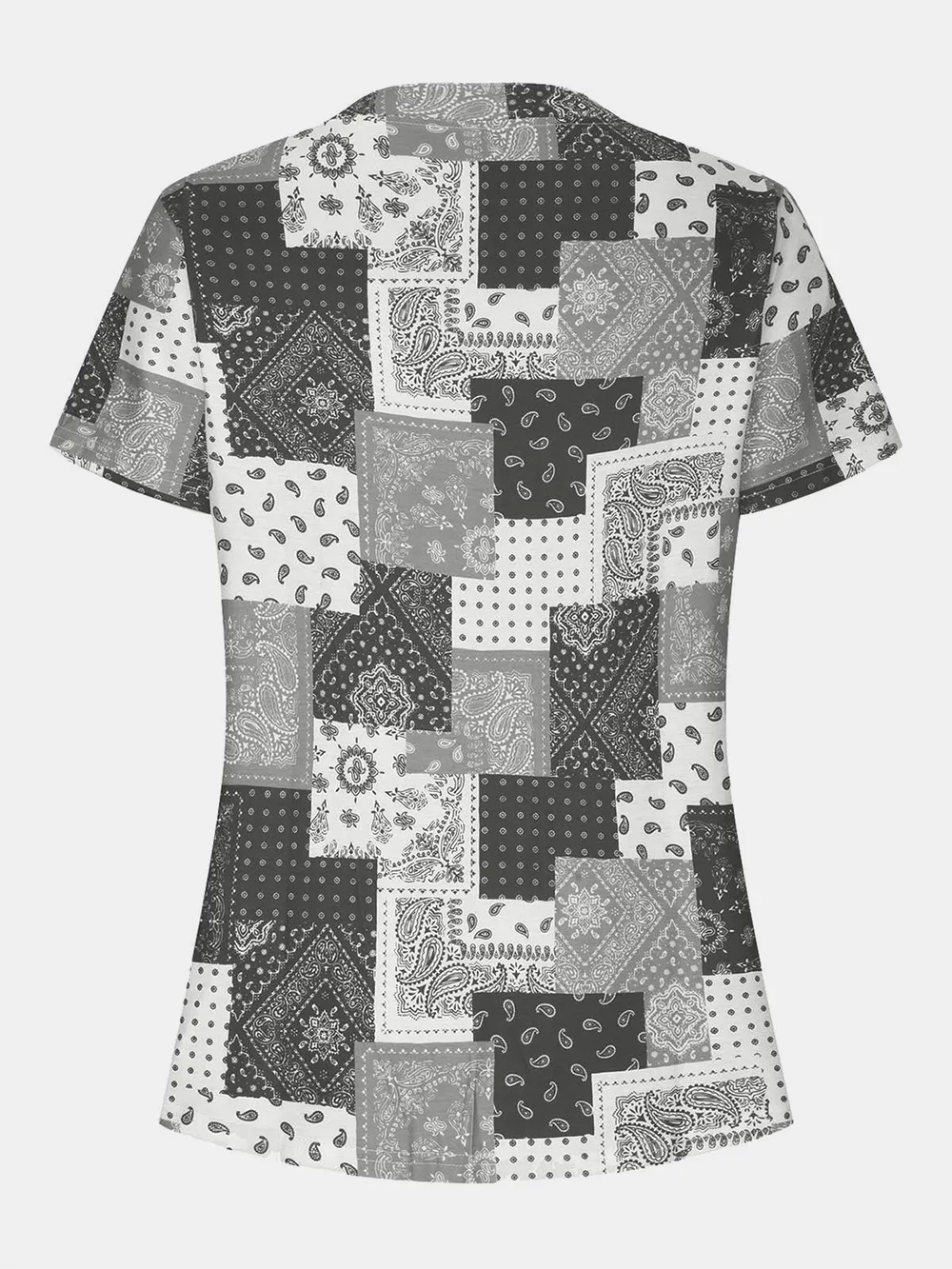Printed Notched Short Sleeve Blouse, image 5