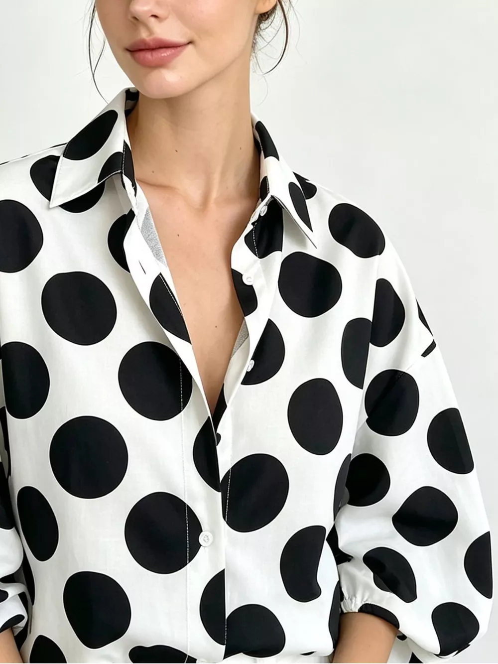 Polka Dot Puff Sleeve Shirt, image 5