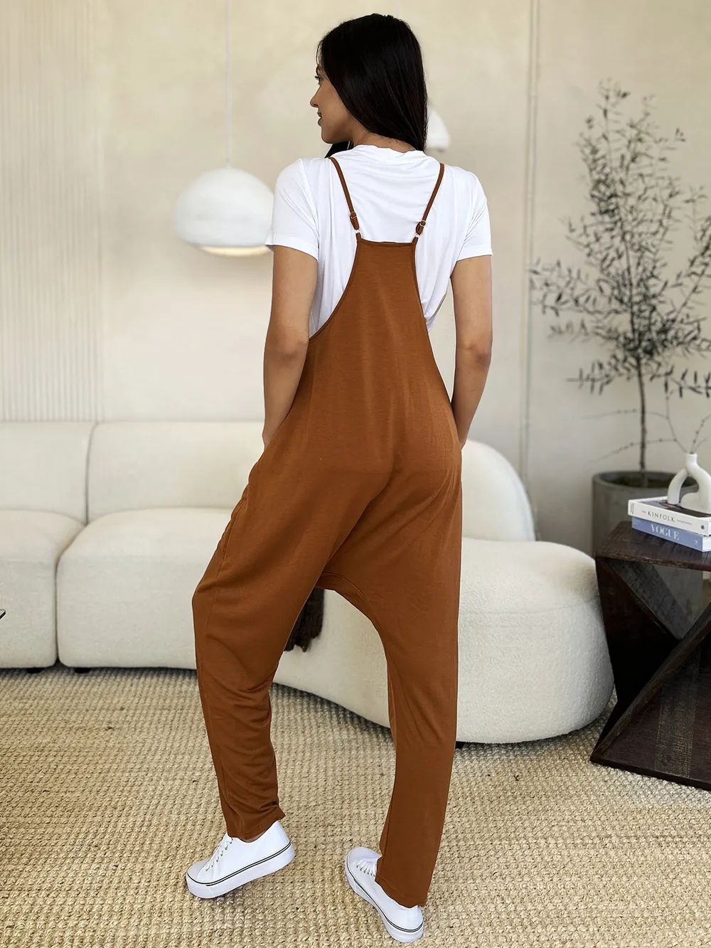 Full Size Sleeveless V-Neck Pocketed Jumpsuit, image 6