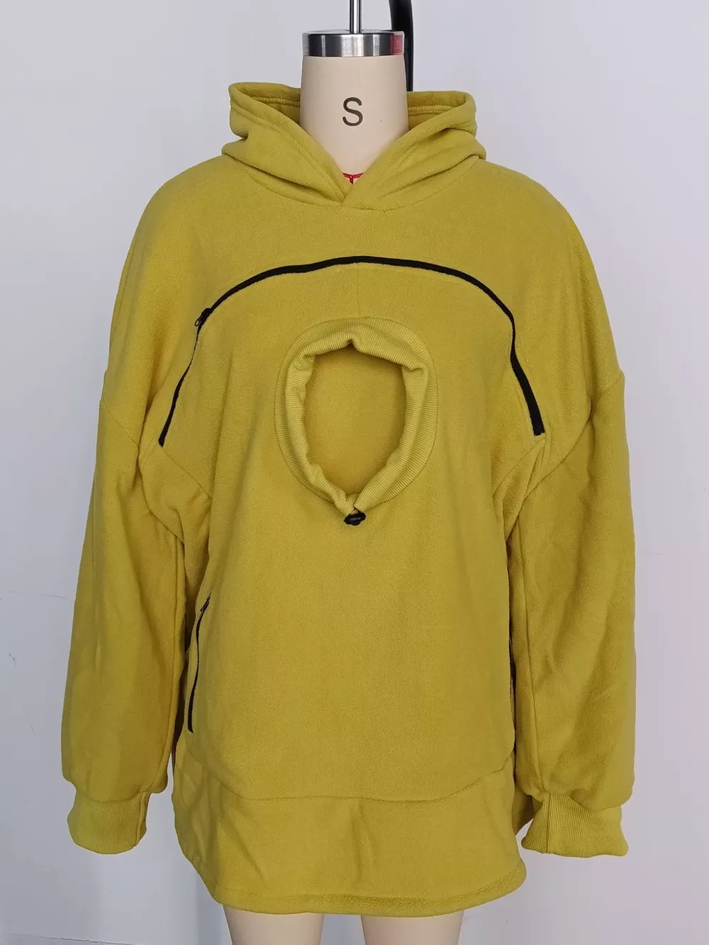 Full Size Fleece Pet-Carrying Hoodie with Cat Pouch Plus Size, image 15