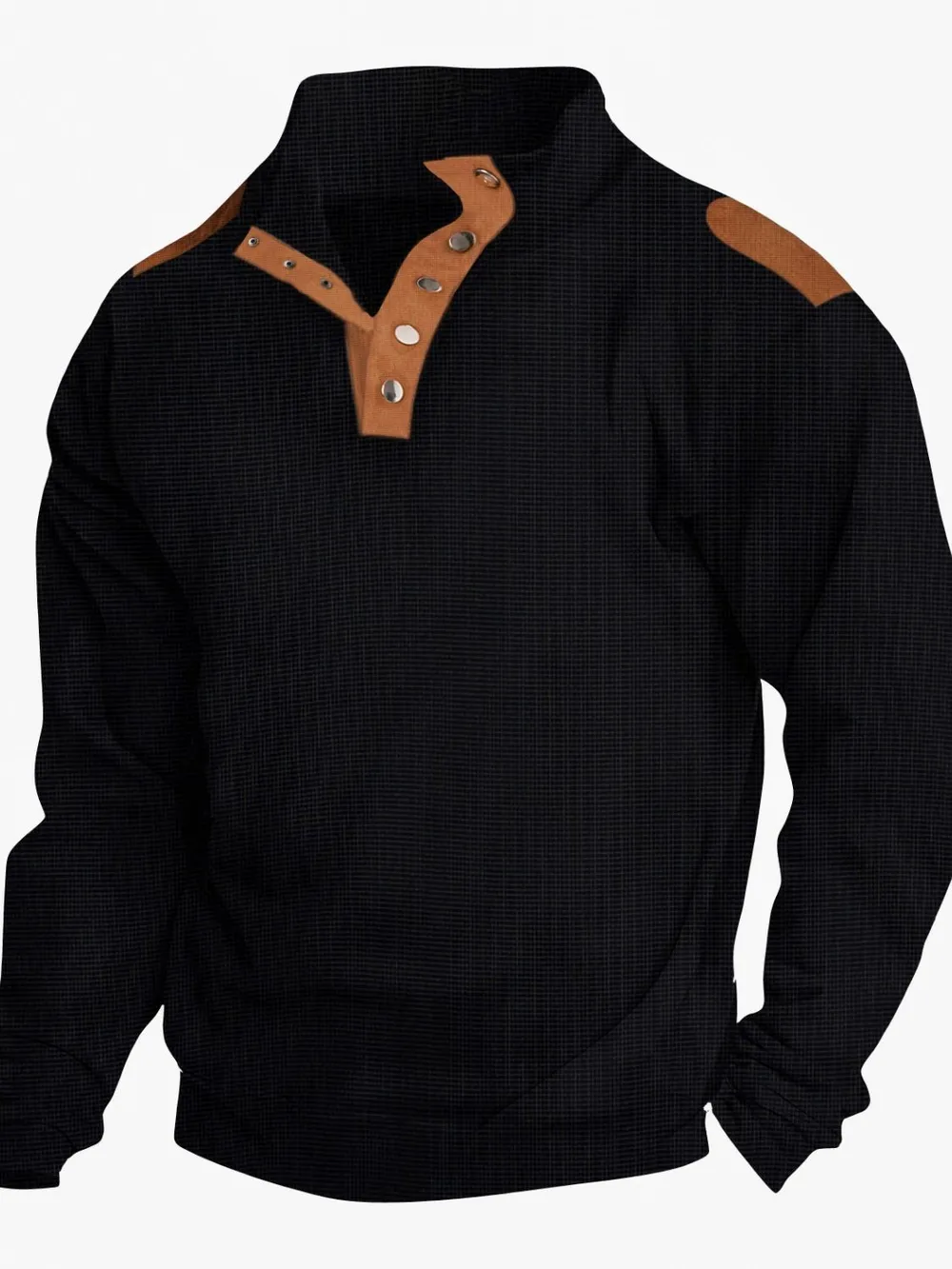 Men's Full Size Stand Collar Long Sleeve Polo Plus Size