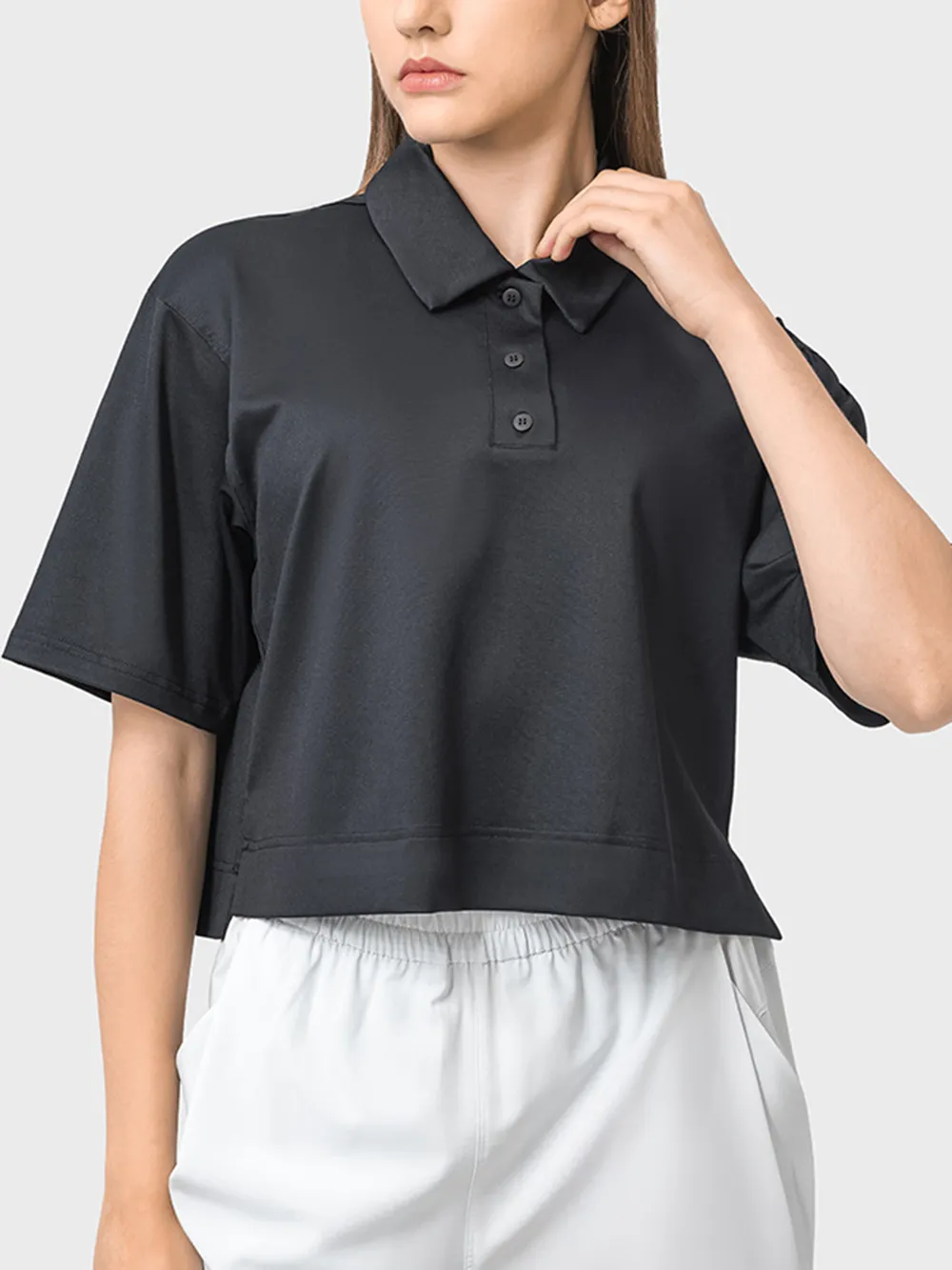 Half Button Short Sleeve Active T-Shirt, image 3