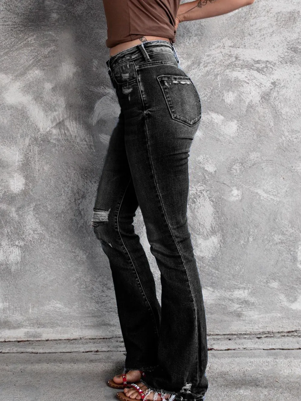 Distressed Flare Jeans, image 2