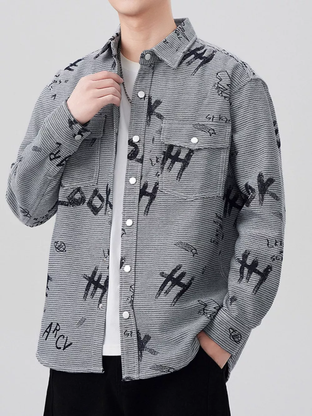 Men's Plus Size Button Up Long Sleeve Shirt, image 3