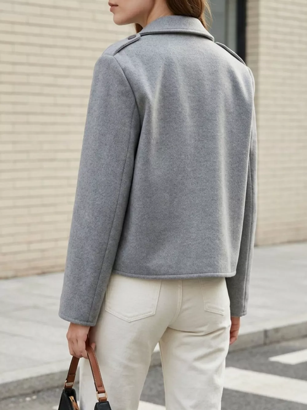Lapel Collar Cropped Outerwear, image 12