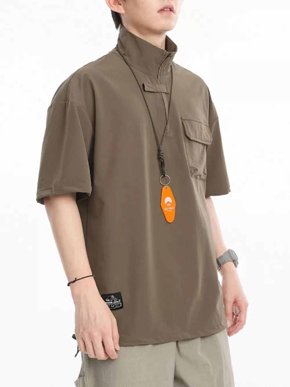 Men's Plus Size Half-Zip Half Sleeve Top, image 4