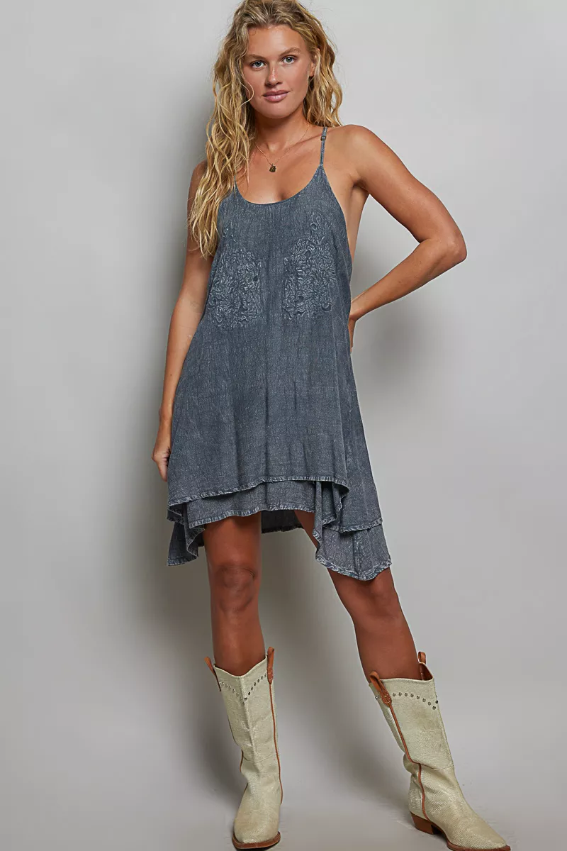 POL Embroidered Adjustable Strap Mini Dress, image 5
