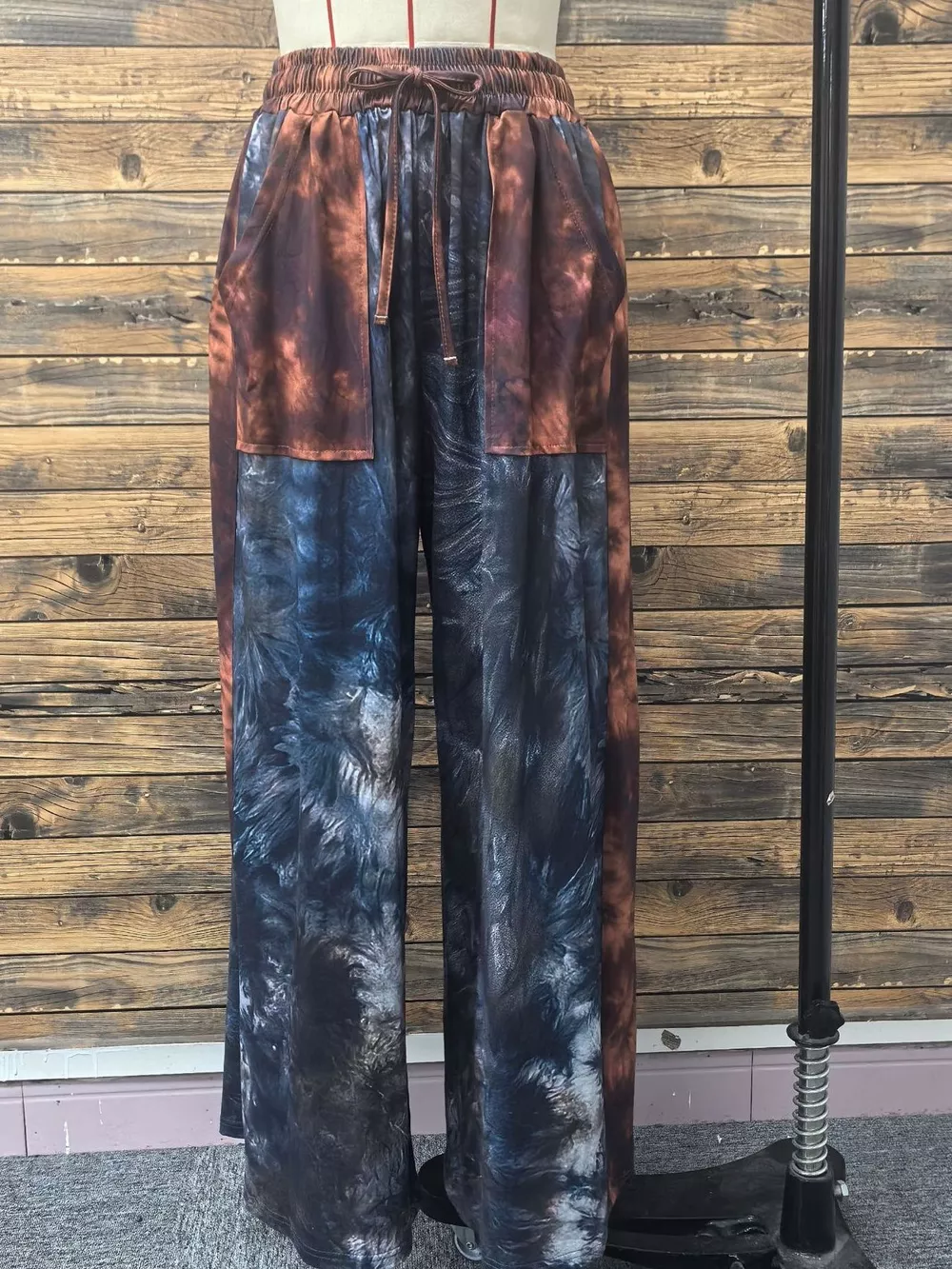 Full Size Tie-Dye Wide Leg Casual Pants Plus Size, image 3