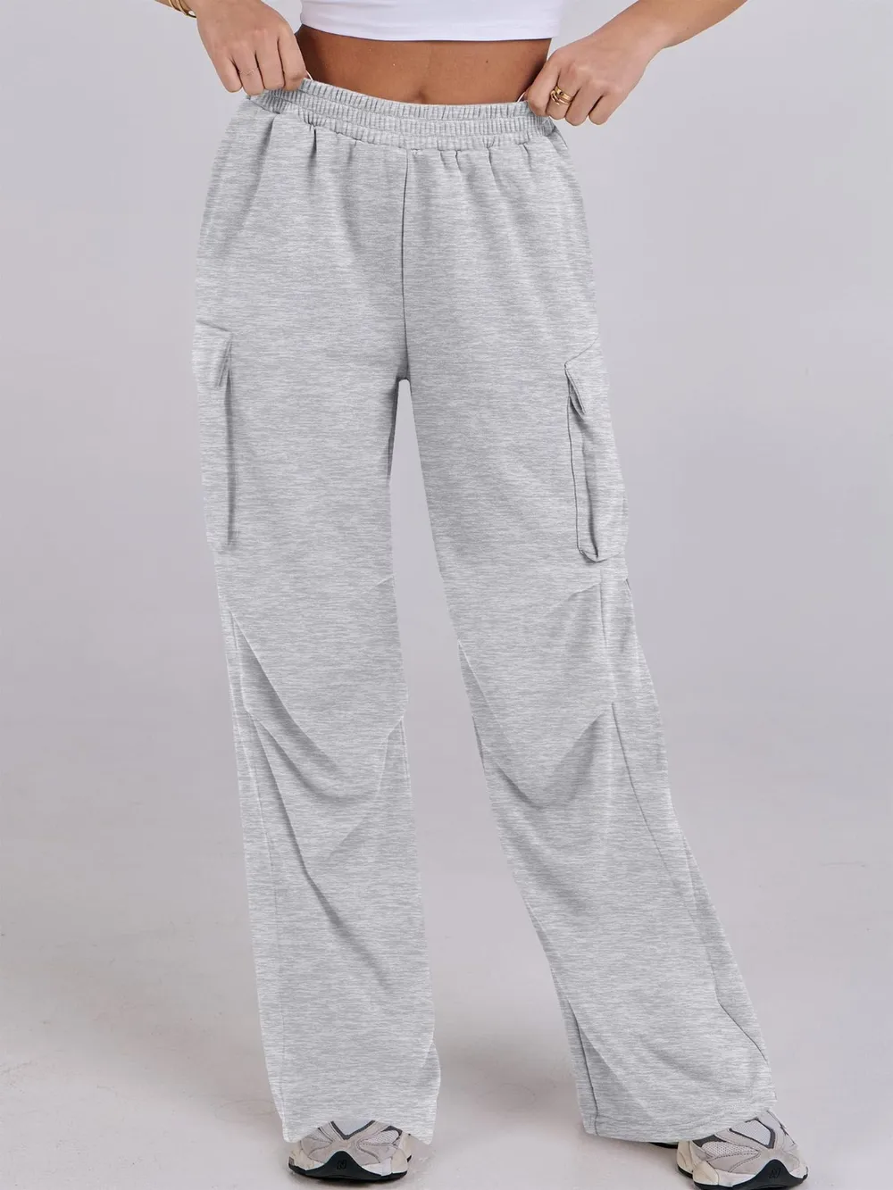 Elastic Waist Wide Leg Pants with Pockets, image 15