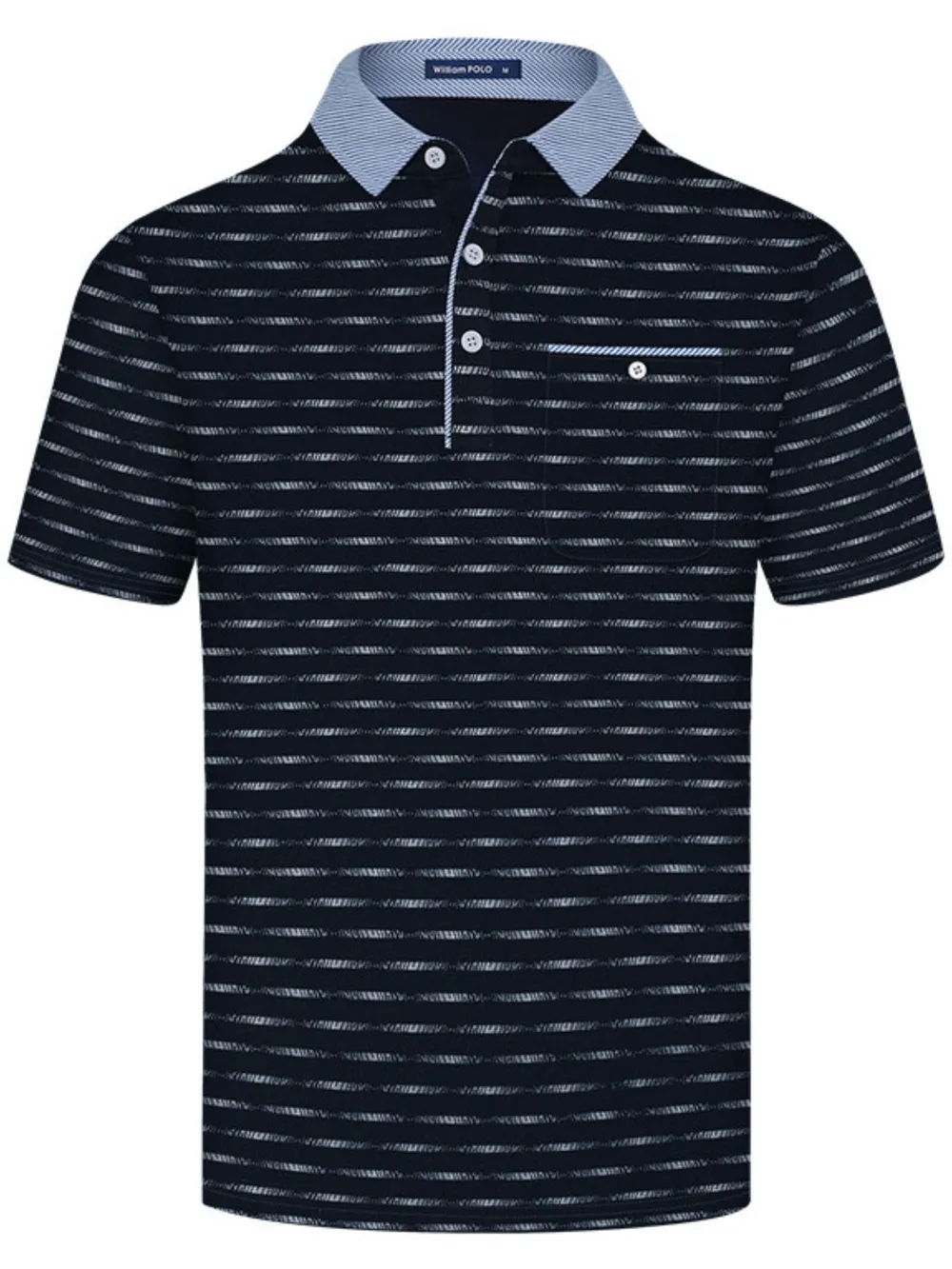 Men's Plus Size Classic Striped Polo Shirt with Contrast Collar, image 2