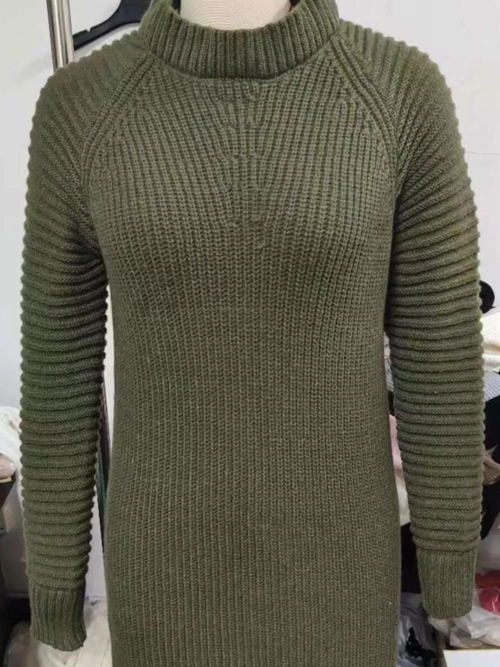 Full Size Turtleneck Raglan Sleeve Sweater Dress Plus Size, image 2