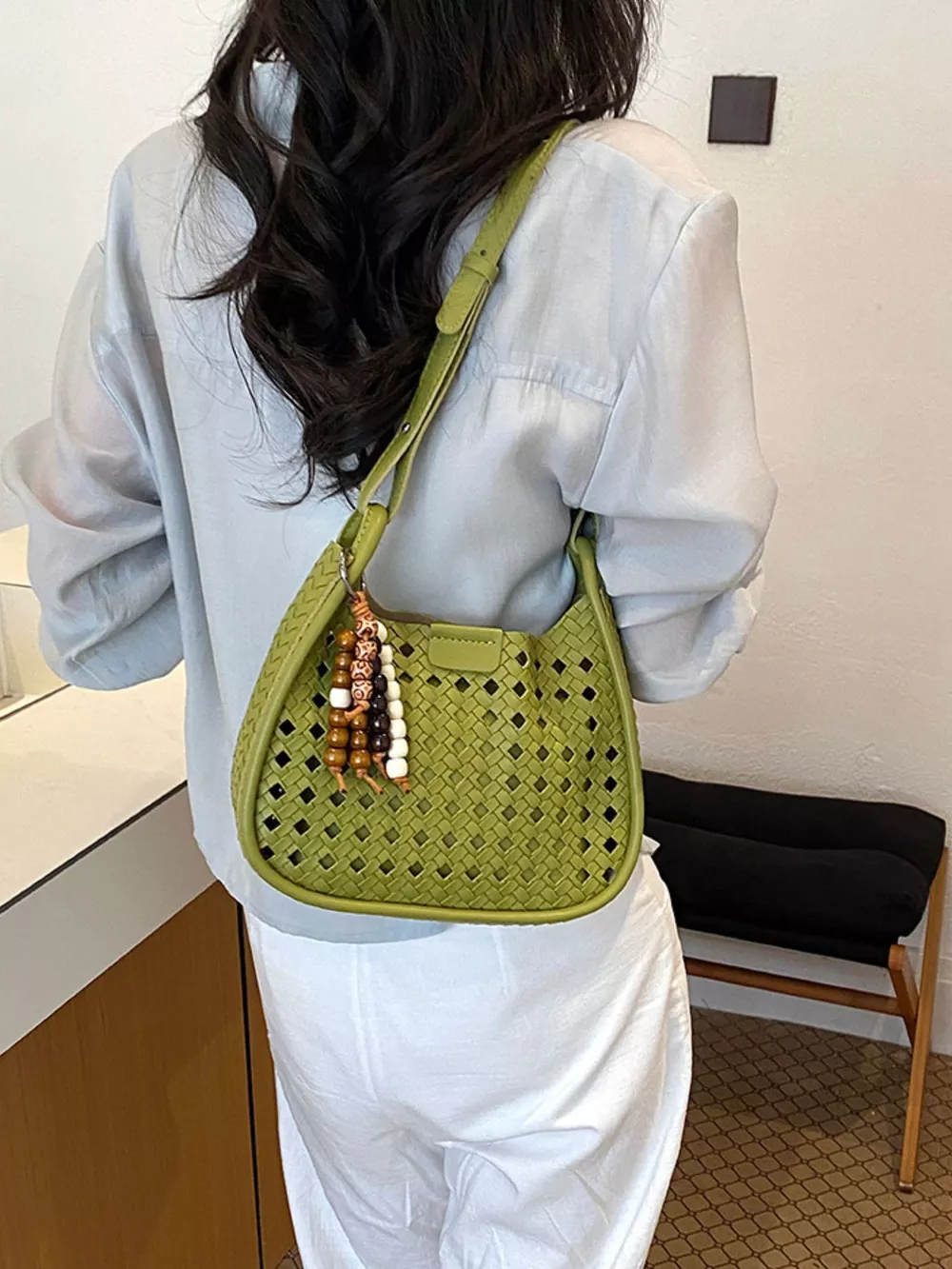 Woven Hollow-Out Shoulder Bag, image 5