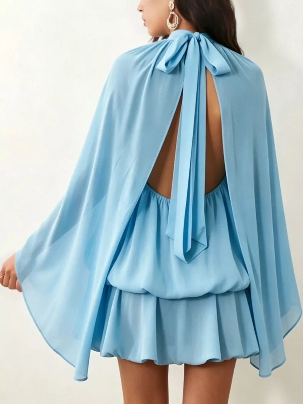 Tie Back Flare Sleeve Mini Dress, image 11