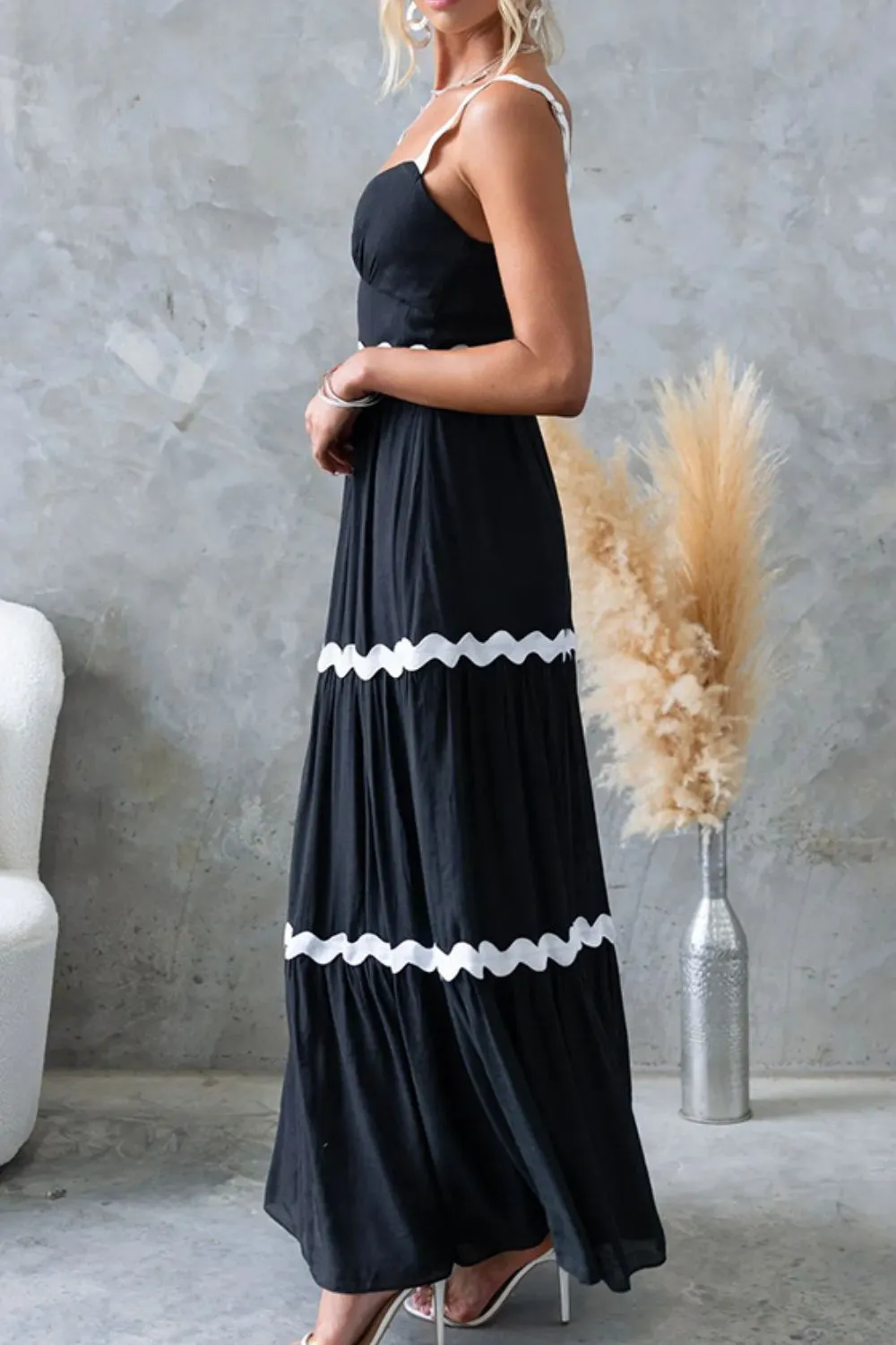 Tiered Maxi Dress with Scalloped Trim, image 10
