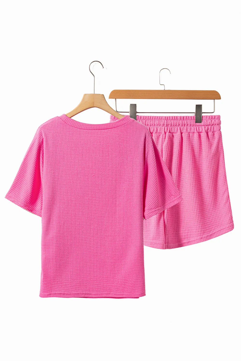 Waffle-Knit Round Neck Top and Shorts Set, image 3