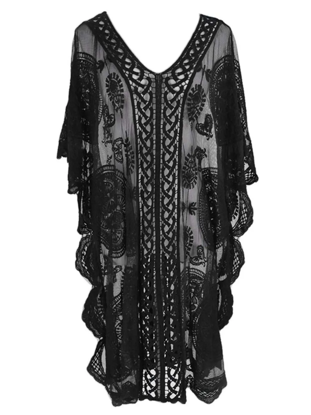 Lace V-Neck Half Sleeve Cover-Up, image 4