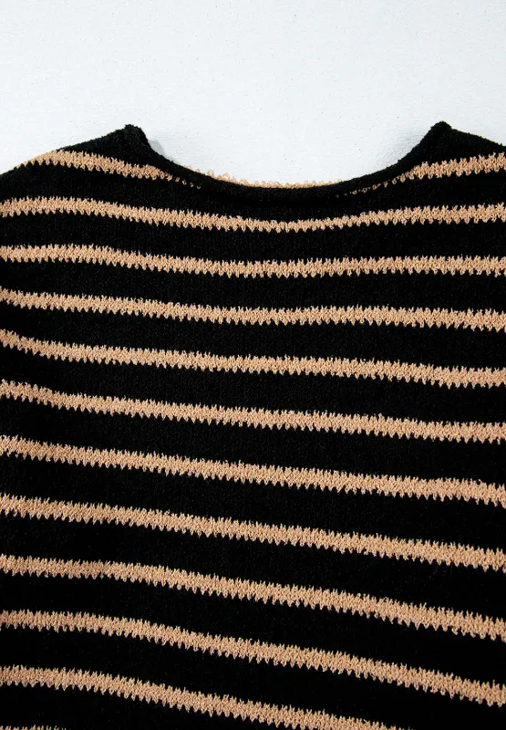 Stripe Drop Shoulder Round Neck Sweater, image 4