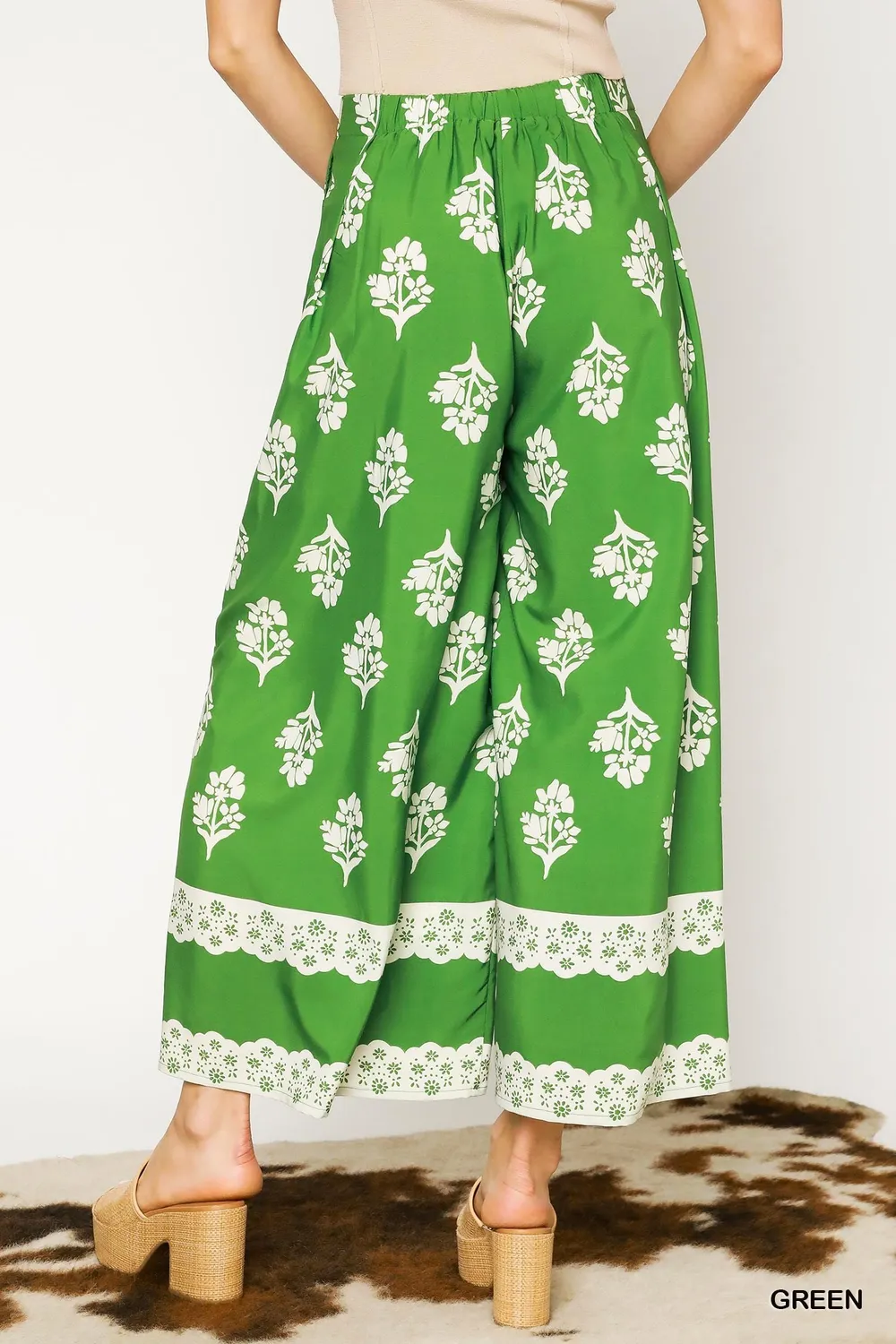 Floral Pleated Wide-Leg Pants, image 2