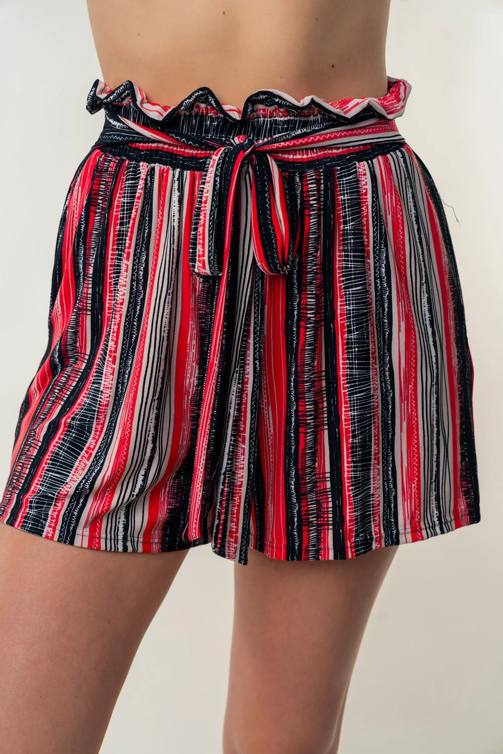 Full Size High Waisted Striped Shorts, image 2