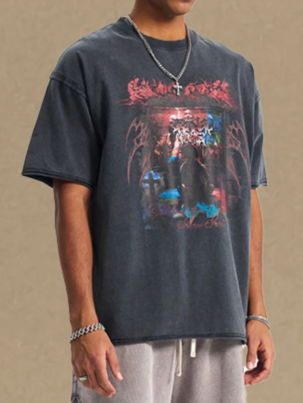 Men's Round Neck Half Sleeve Graphic T-Shirt, image 3