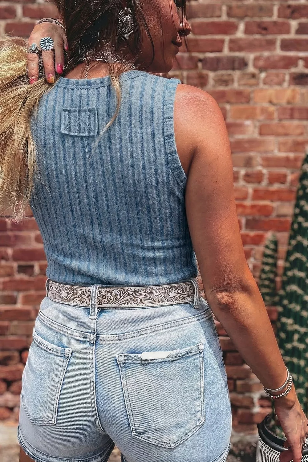 Slim Ribbed Mineral Wash Tank Top, image 2