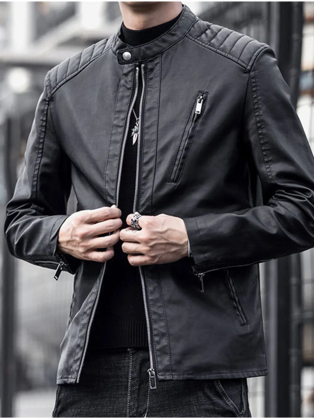 Men's Plus Size Zip Up Long Sleeve Jacket