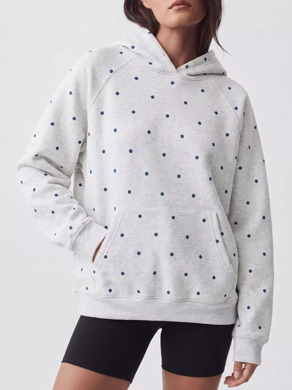 Polka Dot Kangaroo Pocket Hoodie
