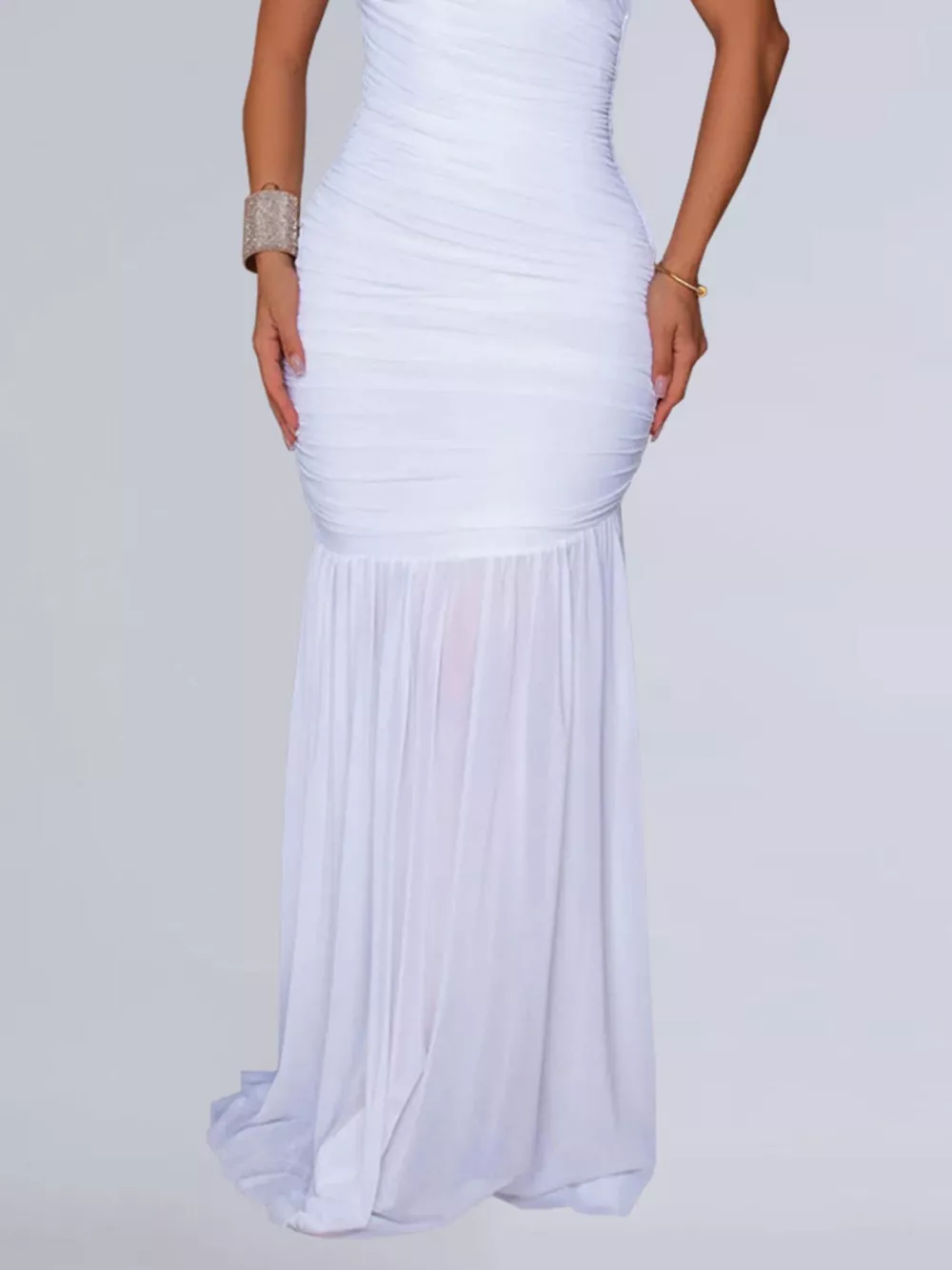 One-Shoulder Ruched Bodycon Maxi Dress, image 18
