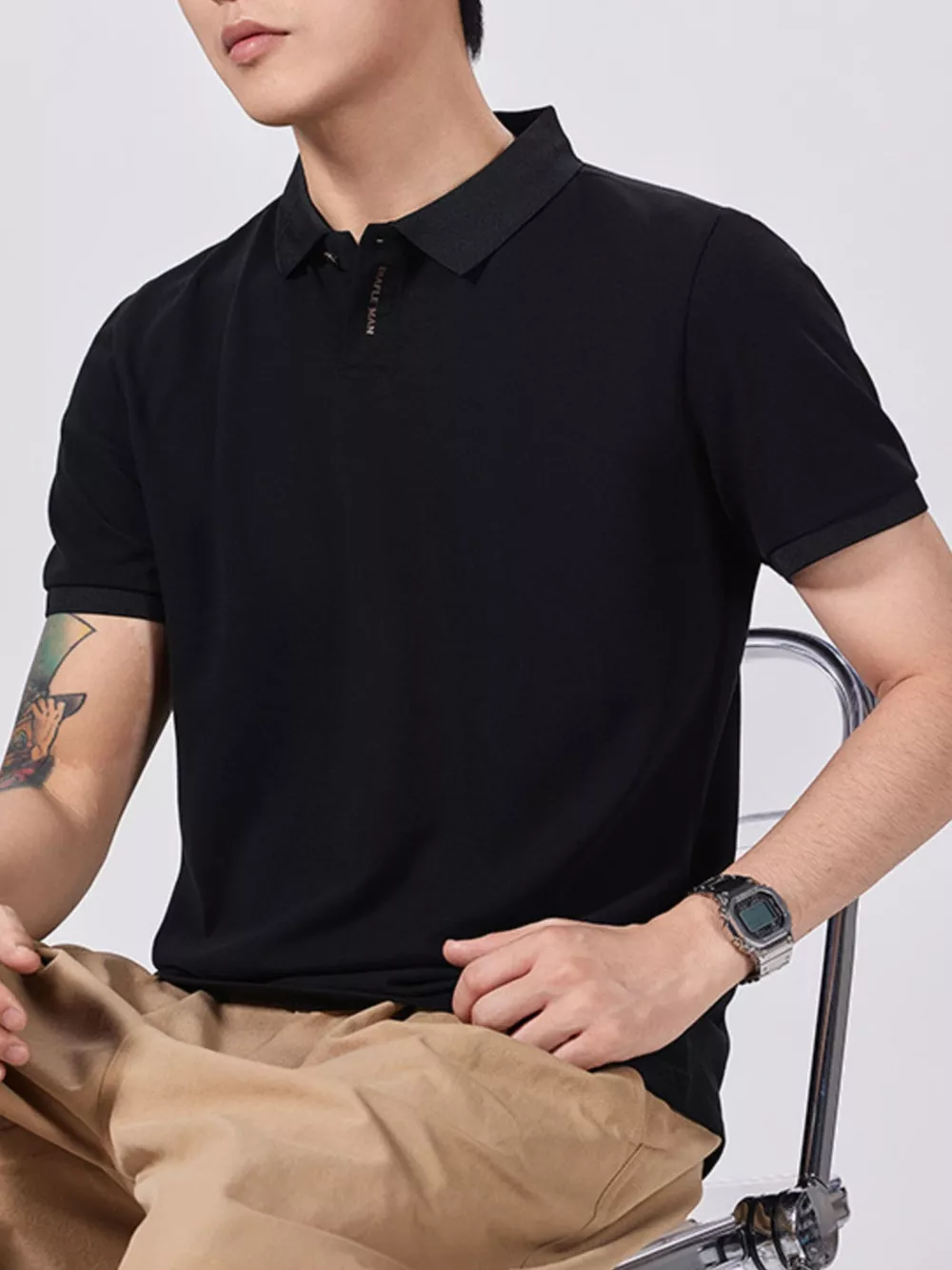 Men's Plus Size Collared Neck Short Sleeve Polo, image 5