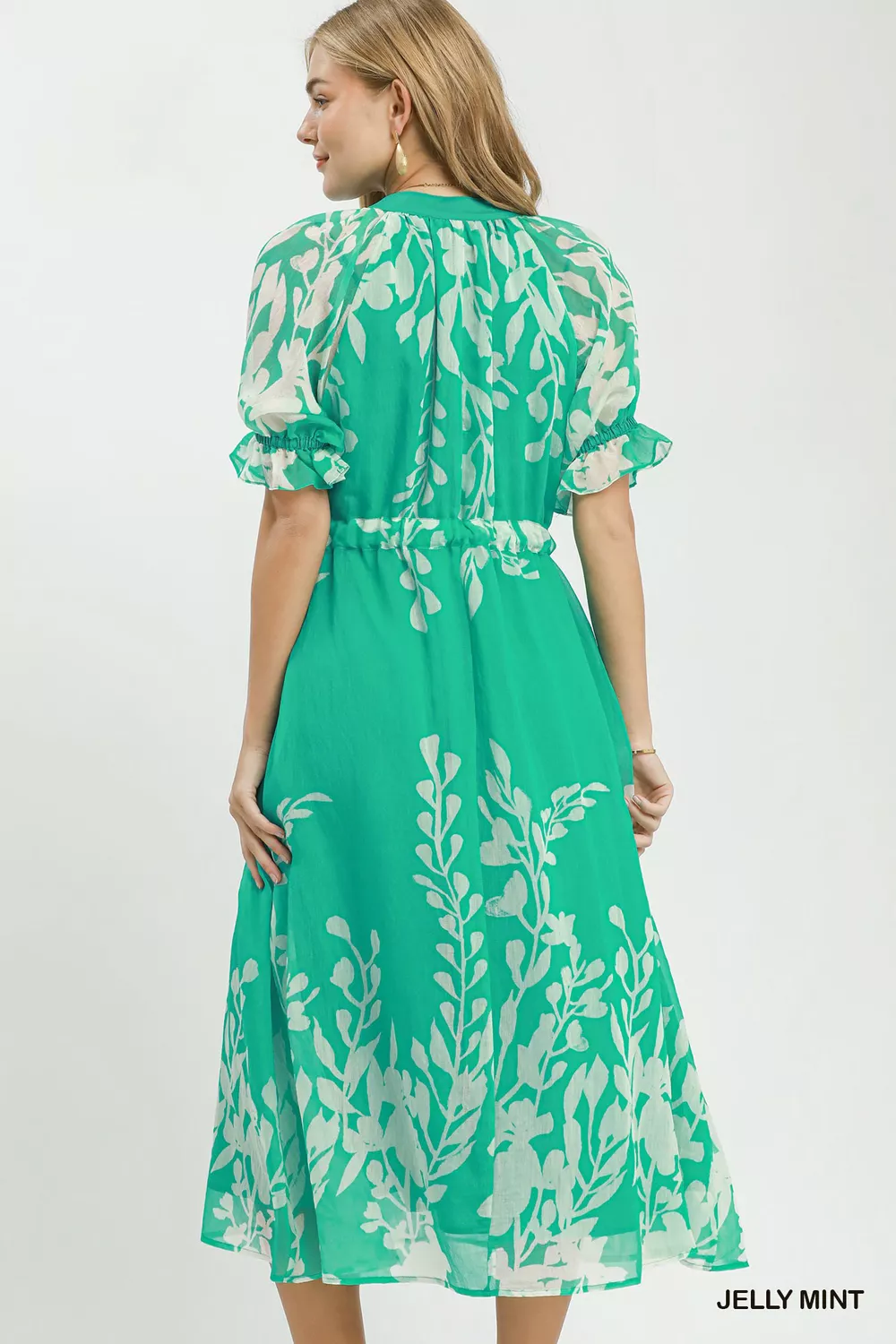 Floral Print Tie Waist Midi Dress with Side Pockets, image 3