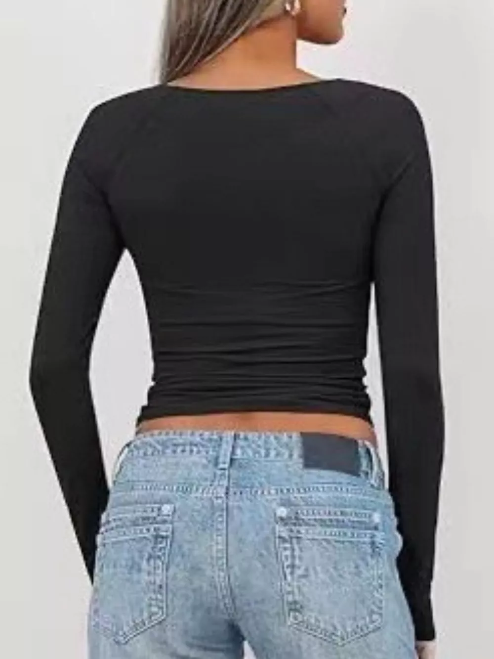 Twist Front Long Sleeve Fitted T-Shirt, image 4